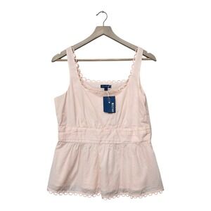 Biltmore Women's Pink Cotton Peplum Top Size 6 Sleeveless‎ Scallop Trim NWT
